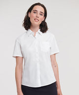 Russell Collection Women's Short Sleeve Pure Cotton Easycare Poplin Shirt