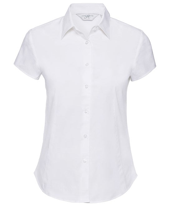 Russell Collection Women's Short Sleeve Easycare Fitted Stretch Shirt