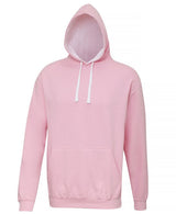 Awdis Just Hoods Varsity Hoodie - Baby Pink/Arctic White