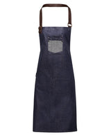 Premier Division Waxed-Look Denim Bib Apron With Faux Leather