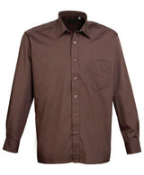 Premier Long Sleeve Poplin Shirt - Brown