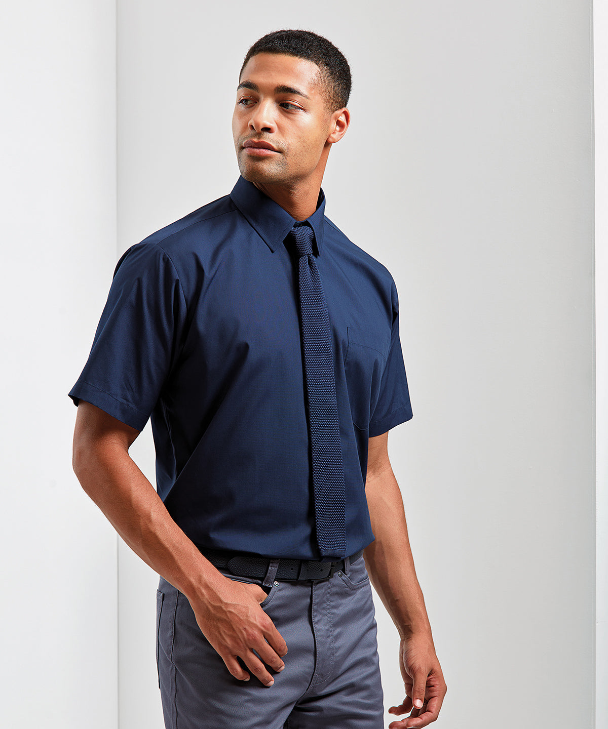 Premier Short Sleeve Poplin Shirt - Light Blue