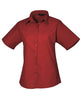 Premier Women's Short Sleeve Poplin Blouse - Burgundy