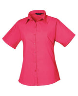 Premier Women's Short Sleeve Poplin Blouse - Hot Pink