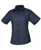 Premier Women's Short Sleeve Poplin Blouse - Navy