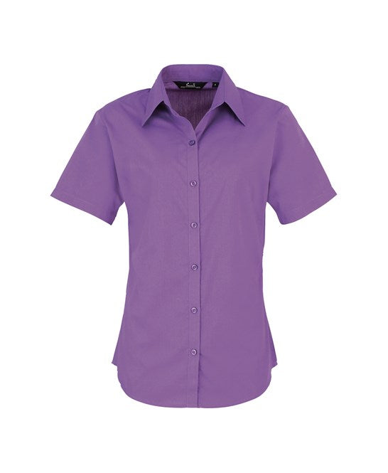 Premier Women's Short Sleeve Poplin Blouse - Rich Violet