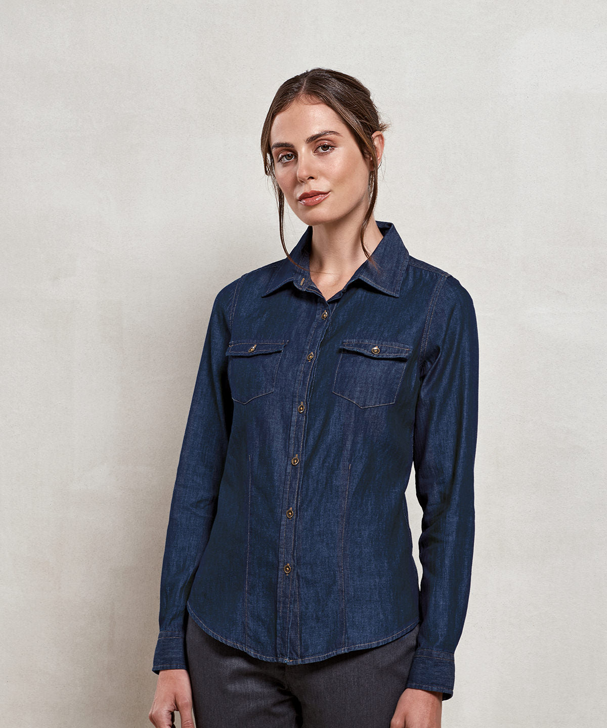 Premier Women's Jeans Stitch Denim Shirt