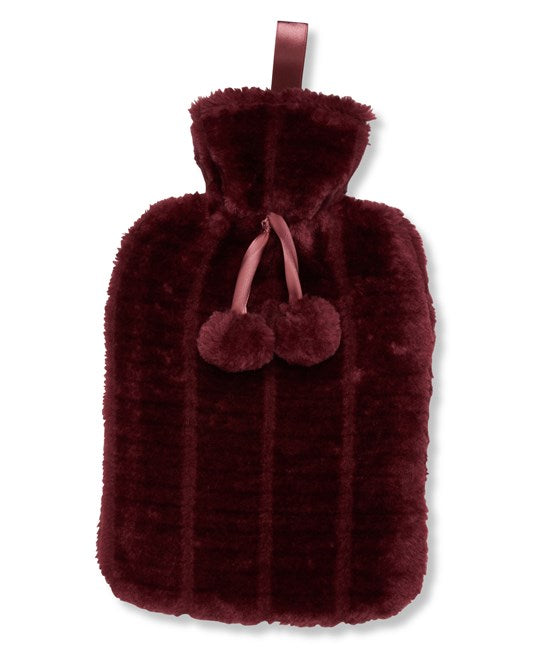 Ribbon Luxury Classic Faux Fur Hot Water Bottle And Cover