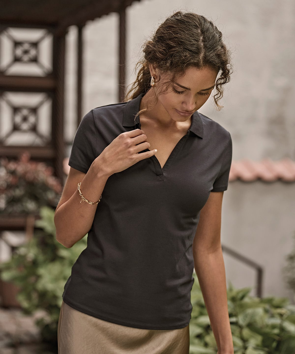 Tee Jays TJ033 Women’s Luxury Stretch V-Neck Polo (1409)