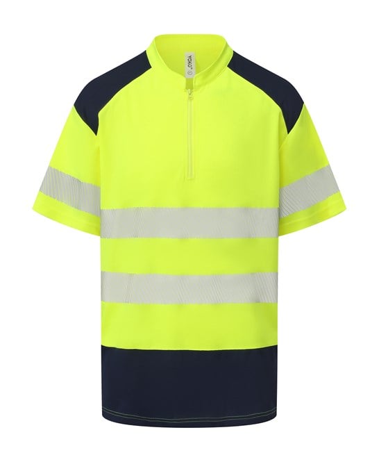 Yoko YK053 Hi-Vis Mandarin Collar Zip Neck Comfort Trim Polo (hvj230)