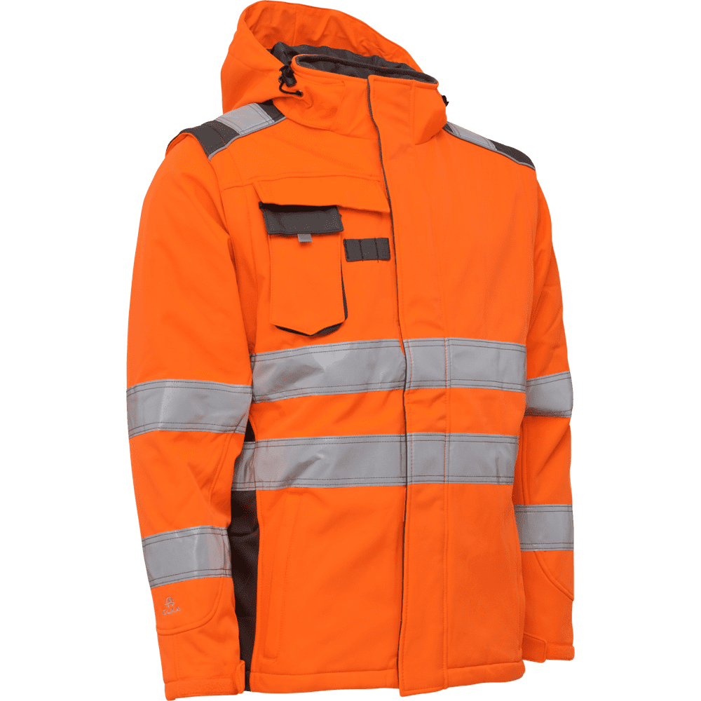 ELKA Visible Xtreme Winter Softshell Jacket 116514R #colour_hi-vis-orange-grey