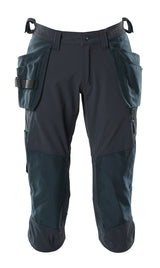 Mascot Accelerate 3/4 Stretch Craftsmen's Trousers with Holster Pockets #colour_dark-navy