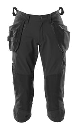 Mascot Accelerate 3/4 Stretch Craftsmen's Trousers with Holster Pockets #colour_black