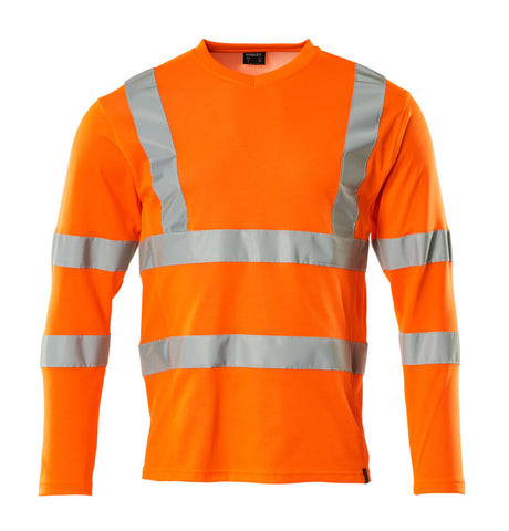 Mascot Safe Classic Long-Sleeved V-Neck T-Shirt #colour_hi-vis-orange