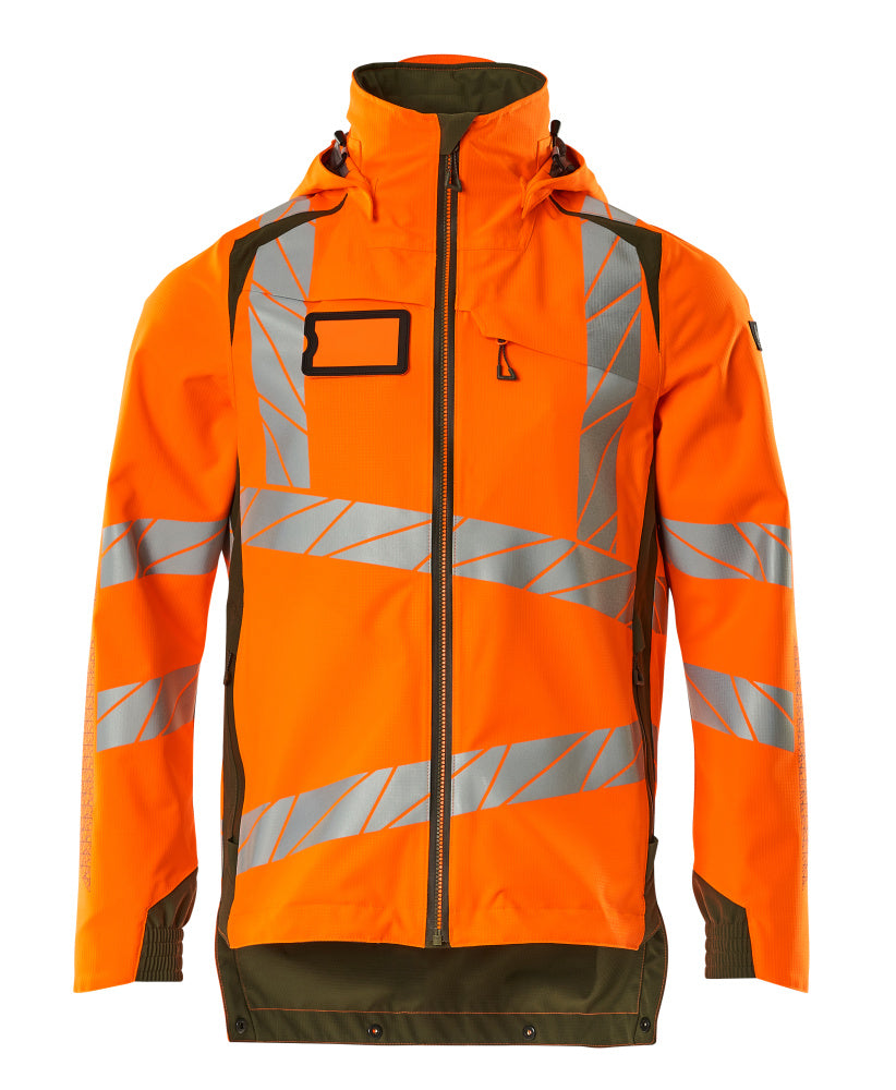 Mascot Accelerate Safe Lightweight Lined Outer Shell Jacket #colour_hi-vis-orange-moss-green