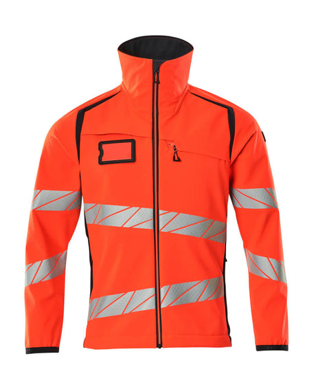 Mascot Accelerate Safe Softshell Jacket #colour_hi-vis-red-dark-navy