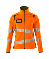 Mascot Accelerate Safe Ladies Fit Softshell Jacket #colour_hi-vis-orange-moss-green