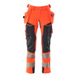 Mascot Accelerate Safe Trousers with Holster Pockets - Hi-Vis Red/Dark Navy #colour_hi-vis-red-dark-navy