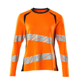 Mascot Accelerate Safe Ladies Fit Long-Sleeved T-shirt #colour_hi-vis-orange-dark-navy