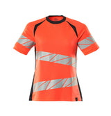 Mascot Accelerate Safe Ladies Fit T-shirt #colour_hi-vis-red-dark-navy