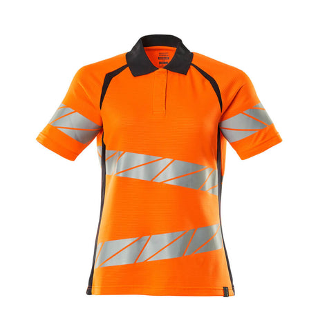 Mascot Accelerate Safe Ladies Fit Polo Shirt #colour_hi-vis-orange-dark-navy