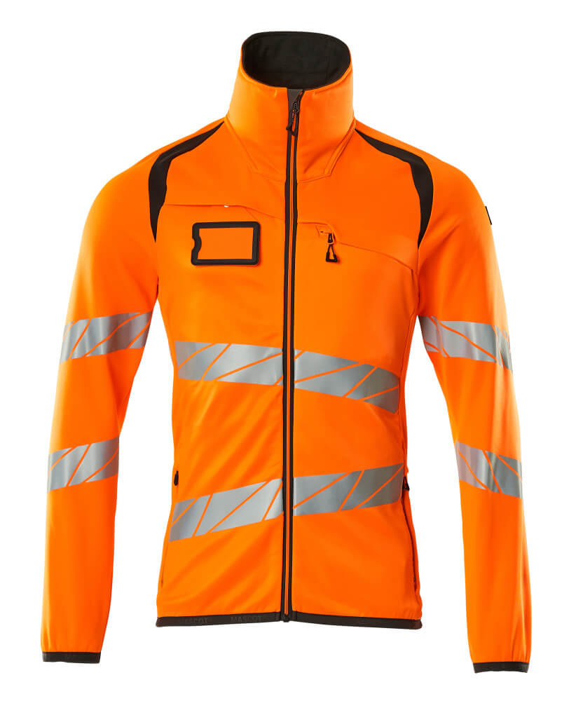 Mascot Accelerate Safe Microfleece jacket with Zip #colour_hi-vis-orange-dark-anthracite