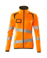 Mascot Accelerate Safe Ladies Microfleece Jacket with Zipper #colour_hi-vis-orange-moss-green