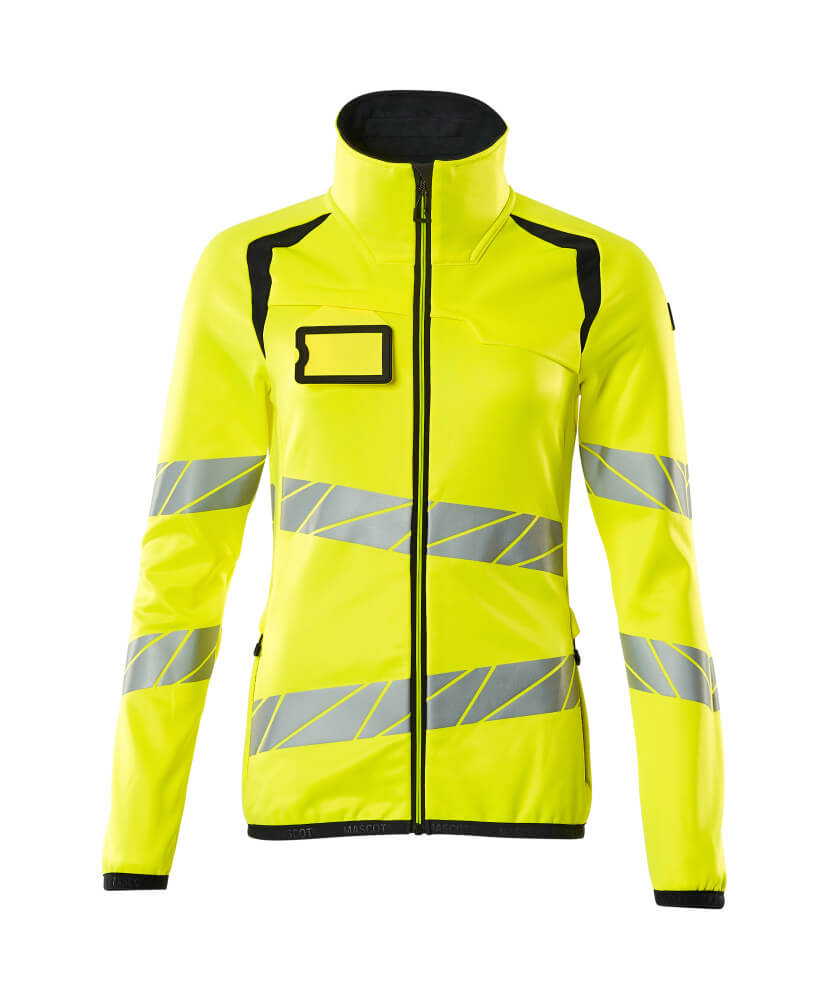 Mascot Accelerate Safe Ladies Microfleece Jacket with Zipper #colour_hi-vis-yellow-dark-navy