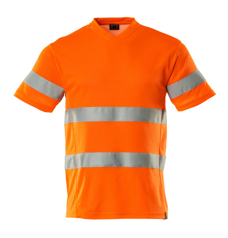 Mascot Safe Classic Modern Fit V-Neck T-Shirt #colour_hi-vis-orange