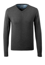 Mascot Frontline Merino Wool Knitted V-Neck Jumper #colour_dark-anthracite-light-grey-flecked