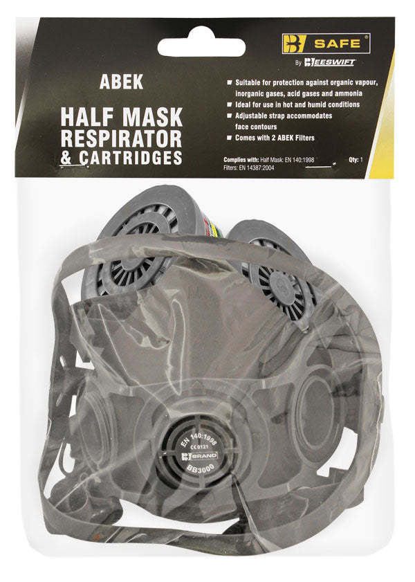 Bsafe Half Mask Respirator And Abek Cartridges Grey