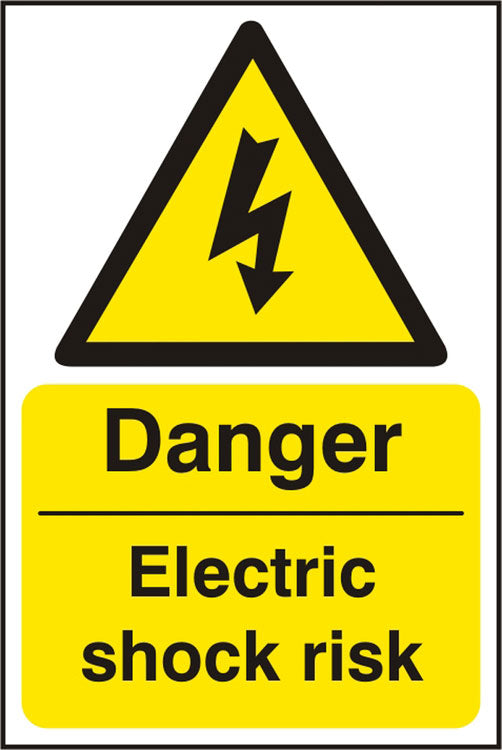 Bsafe Danger Electric Shock Risk Sign White/Yellow