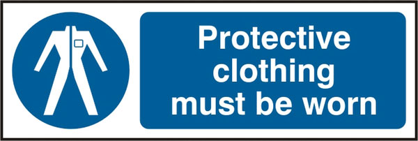 Bsafe Protective Clothing Must Be Worn Sign White/Blue