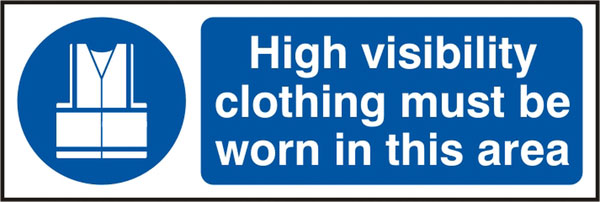 Bsafe High Visibility Clothing Must Be Worn Sign White/Blue