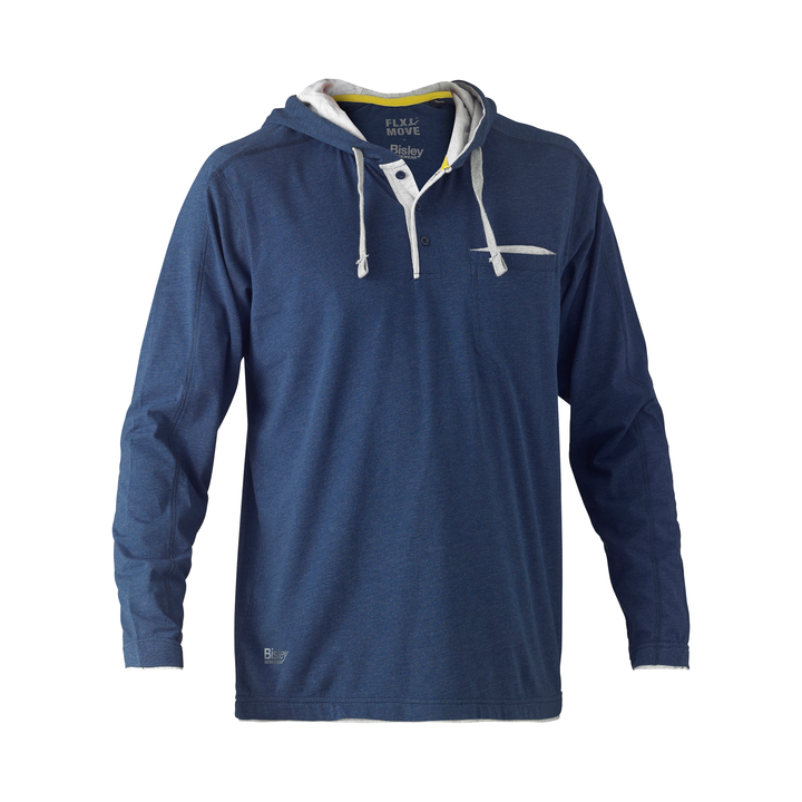 Bisley Flex & Move Cotton Hooded Long Sleeve T-Shirt