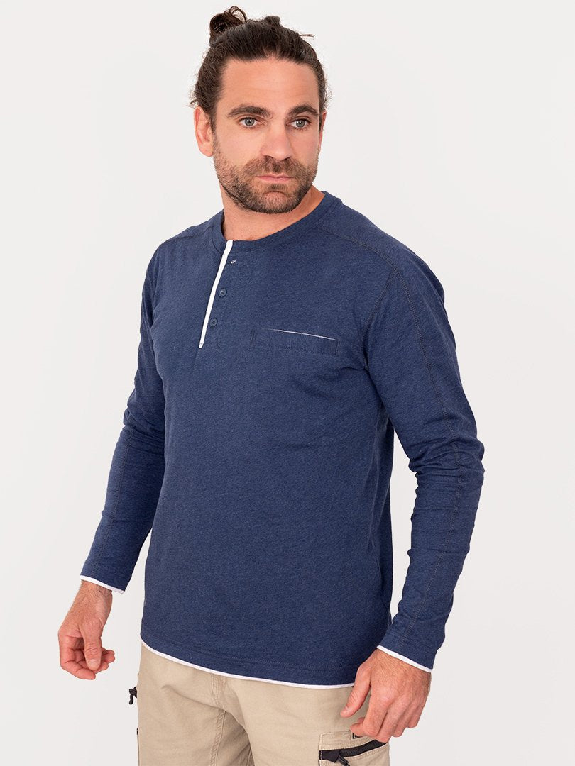 Bisley Flex & Move Long Sleeve Cotton Henley T-Shirt