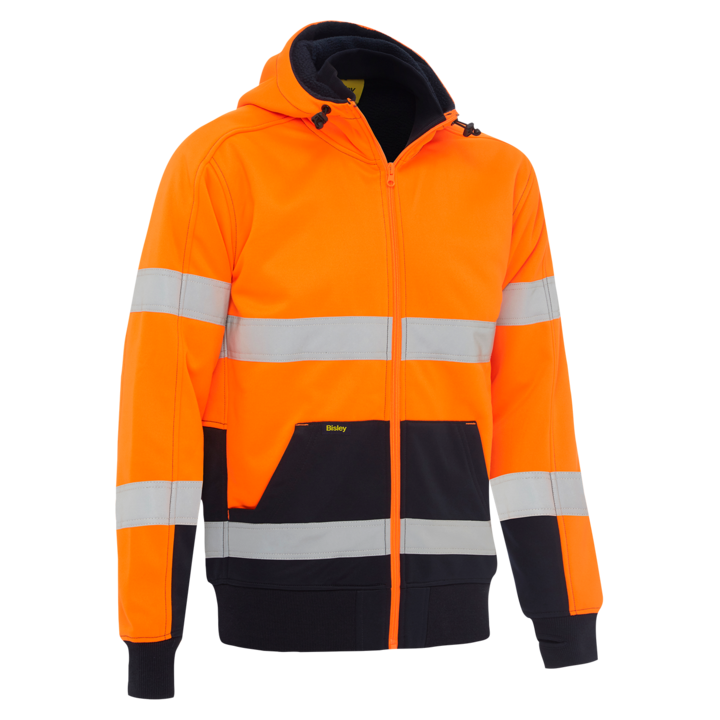 Bisley Taped Hi-Vis Zip Fleece Hoodie with Sherpa Lining